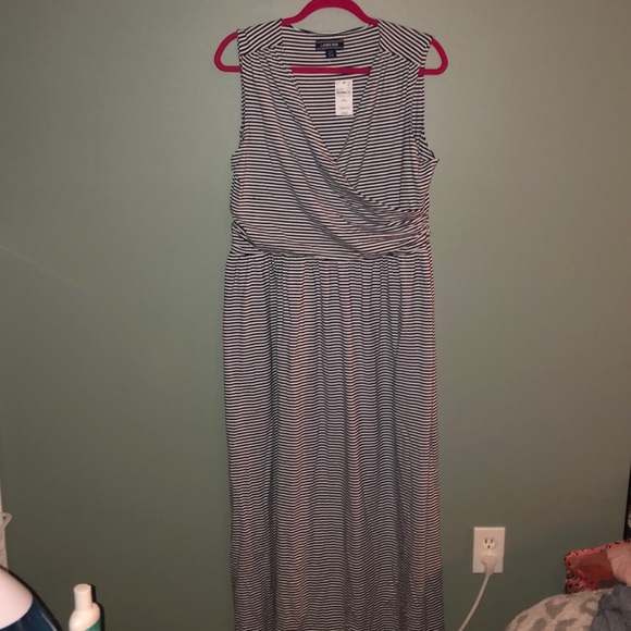 Lands End White & Navy Maxi Dress - Picture 3 of 5